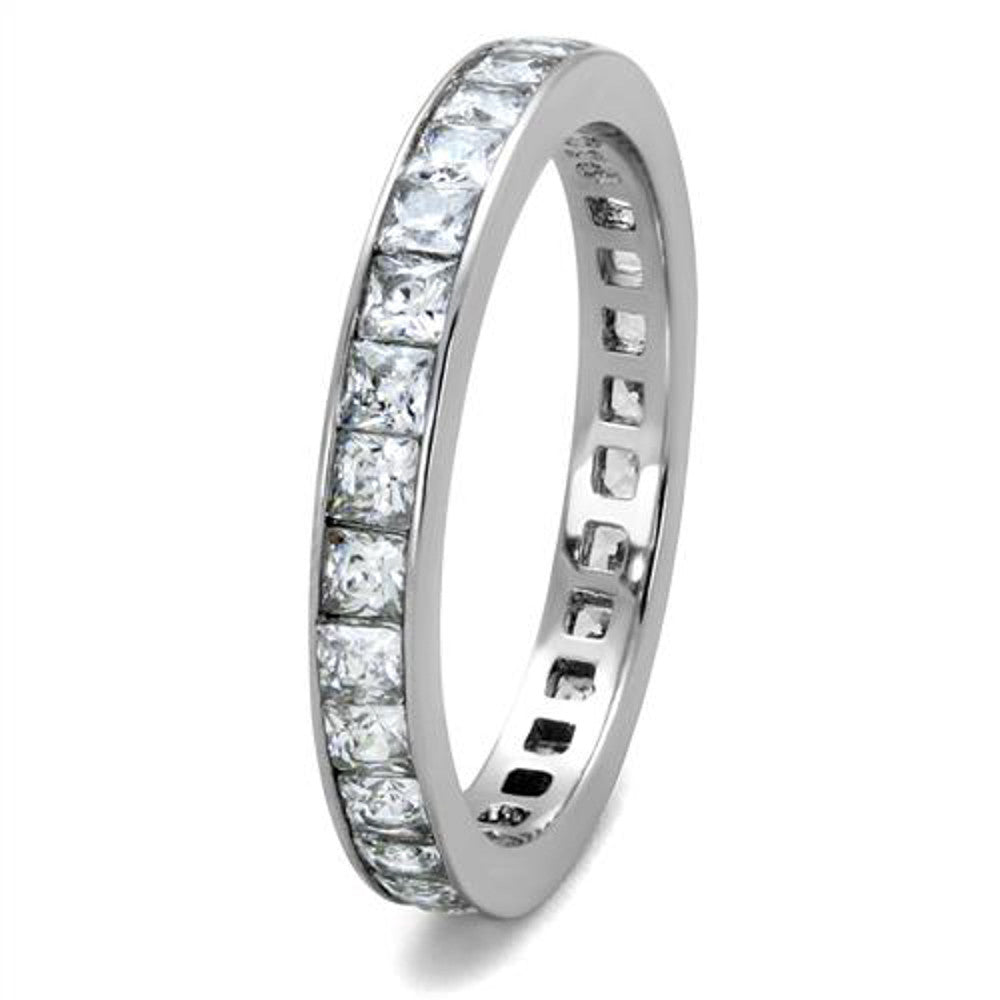 Women's Princess Cut AAA CZ Eternity Anniversary Wedding Ring Band Size 5-10